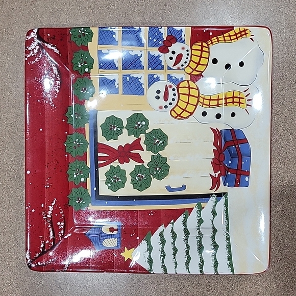 Hand Painted Snow People Serving Plate!!! - Picture 1 of 13